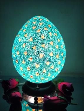 Teal egg lamp