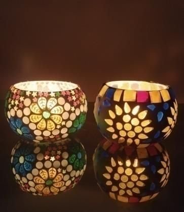 Glass Mosaic Candle