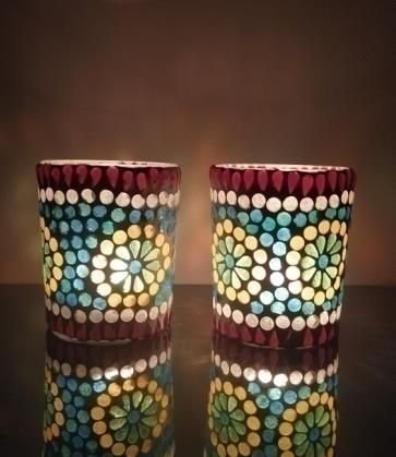 Glass Mosaic Candle
